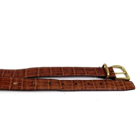 CROCO EMBOSSED BROWN GENUINE LEATHER 1 1/8"Wd CASUAL DRESS MEN'S BELT Sz 32 (R60 - Picture 11 of 12